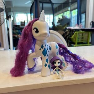 2 PC - LIGHT UP My Little Pony Glow Rarity Unicorn Toy & Equestria Girl Rarity
